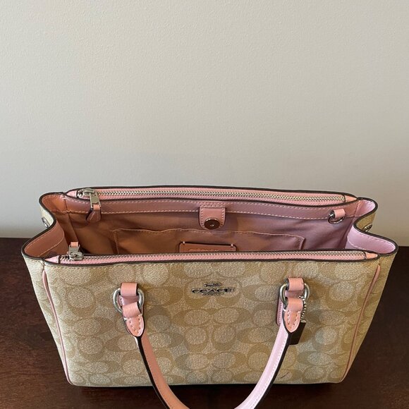 Coach Leather Pink and Cream Satchel Tote - Picture 3 of 5